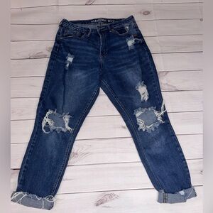 Madden Girl Distressed Jeans -Size 29, Straight Leg, Boyfriend Jeans, Dark Denim
